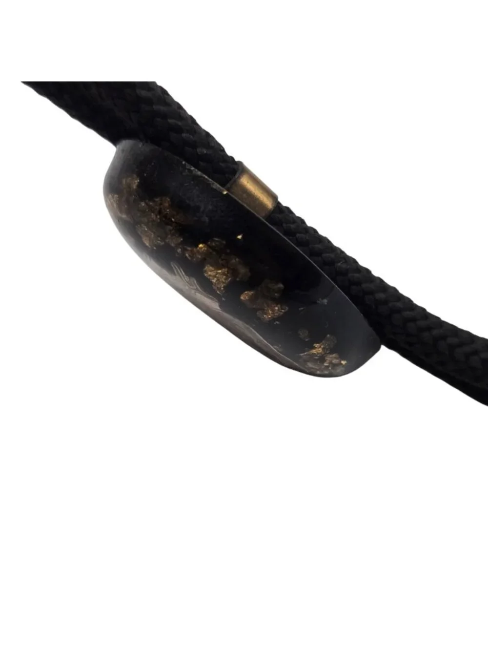 Vintage Elk Bolo Tie Cowboy Western Wear Black Gold Flakes Necktie Necklace